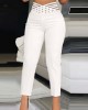 Casual Overlap Waist Hollow Out Work Pant High Waisted Pencil Stretch Pants for Women Trendy Casual Overlap Waist Hollow Out Work Pant High Waisted Pencil Stretch Pants for Women Trendy