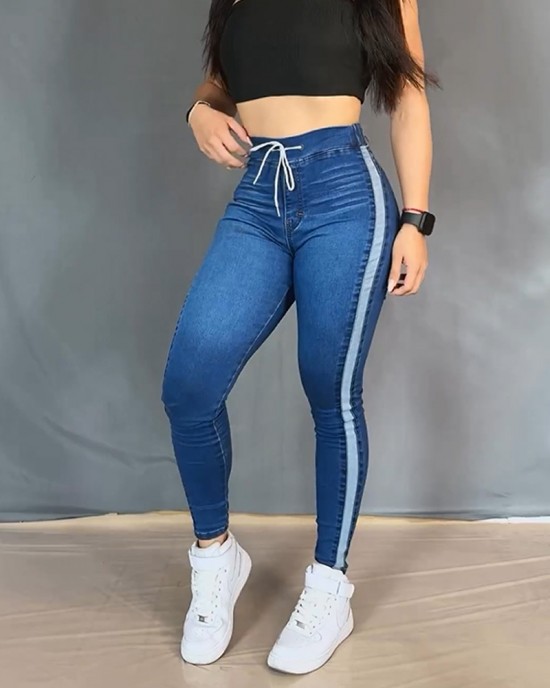 Lace-Up Skinny Casual Jeans