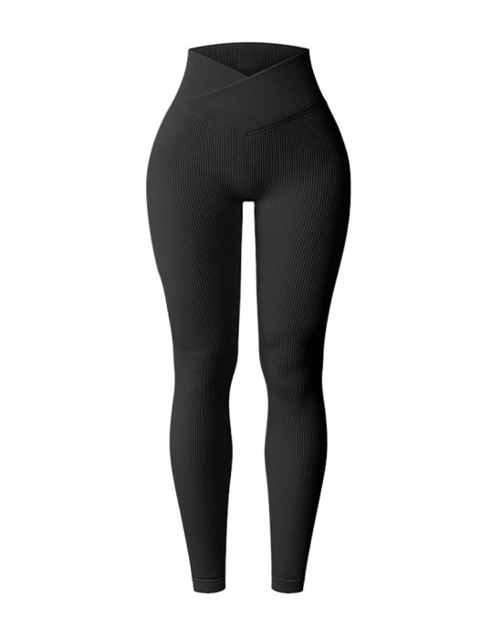 Cross-Waist Ribbed Yoga Pants Cross-Waist Ribbed Yoga Pants