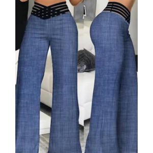 Pants Wide Leg Y2k High Waist Pants Sexy Crisscross Sheer Mesh Office Chic Flared Trousers Spicy Kpop Street Casual Korean Female Pant