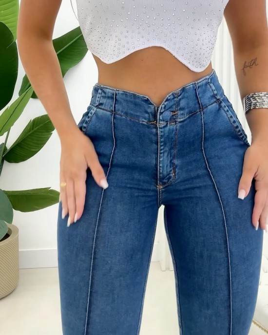 V Design Skinny Butt Lift Slim Jeans