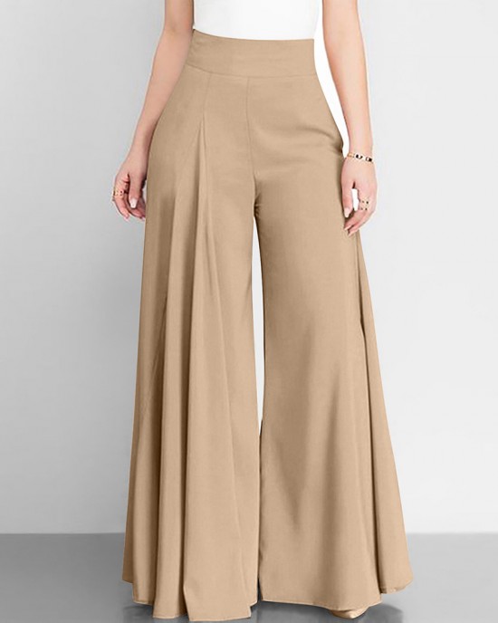 Solid Color High-Waisted Wide-Leg Pants Solid Color High-Waisted Wide-Leg Pants