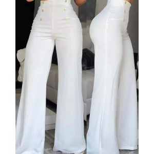 Stylish Slim Personality Double Breasted Flared Pants