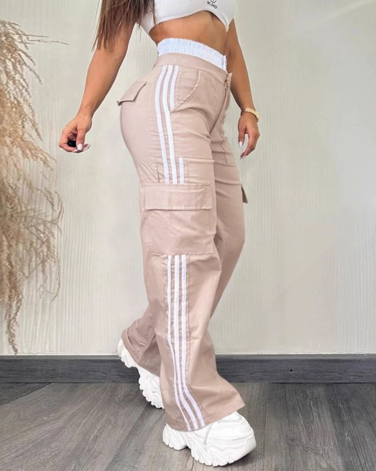 Casual Sportswear Wide-Leg Pants With Webbing Casual Sportswear Wide-Leg Pants With Webbing