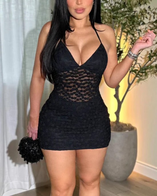 Sexy Lace Mesh Bodycon Mini Dress Sexy Lace Mesh Bodycon Mini Dress