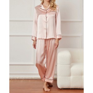Women's Long Sleeve Pure Silk Pajamas Set