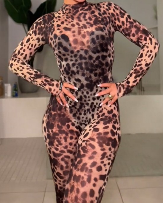 Leopard Print Sexy Jumpsuit