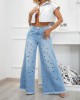 Pants Palazzo Eyelets Jeans Pants Palazzo Eyelets Jeans