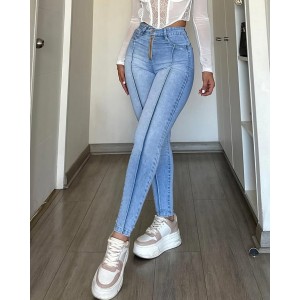 Women's Front Zipper Hip-Lift Skinny Jeans