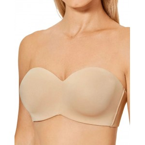 Women's Strapless Bra Plunge Push Up for Big Busted Seamless Slightly Lined Support Lift Plus Size Invisible