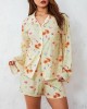 Printed Long Sleeves Button Shirt Shorts Set Printed Long Sleeves Button Shirt Shorts Set