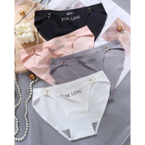 Sexy Hollow Ring Buckle Heart Seamless Ice Silk Underwear