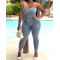 Bandeau Back Tie Slim Denim Jumpsuit