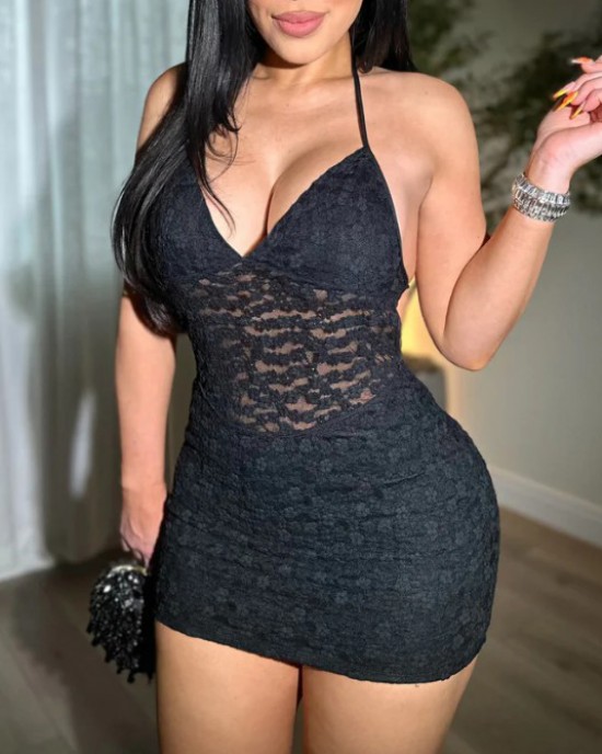 Sexy Lace Mesh Bodycon Mini Dress Sexy Lace Mesh Bodycon Mini Dress