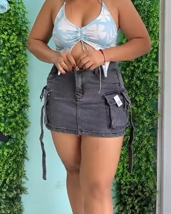 Workwear Denim Shorts Skirt Workwear Denim Shorts Skirt