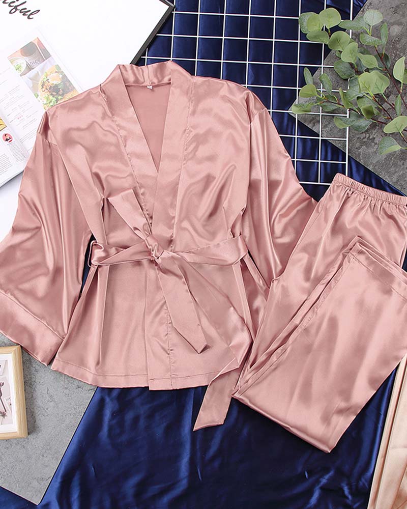 Satin Tinted Shirt With Lace-Up Nightgown Satin Tinted Shirt With Lace-Up Nightgown