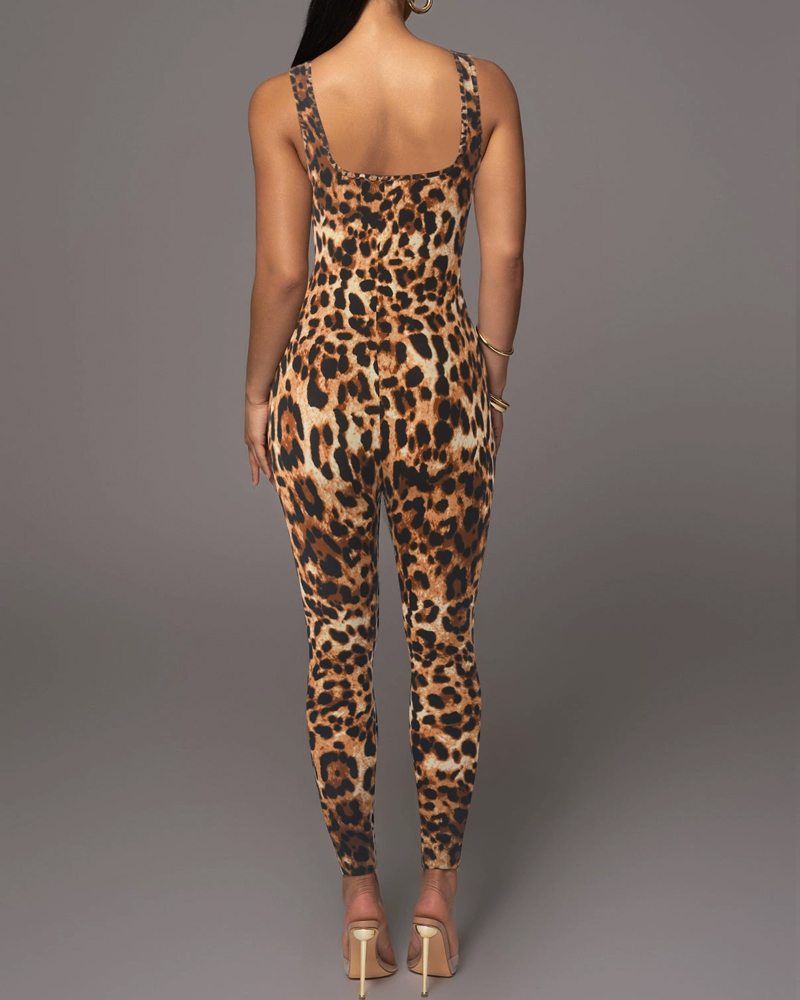 Printed Sleeveless Vest Jumpsuit Printed Sleeveless Vest Jumpsuit