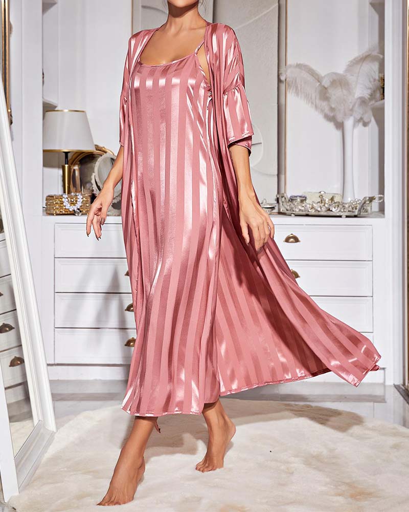 Long Sleeve Superior Ice Silk Robe Long Sleeve Superior Ice Silk Robe