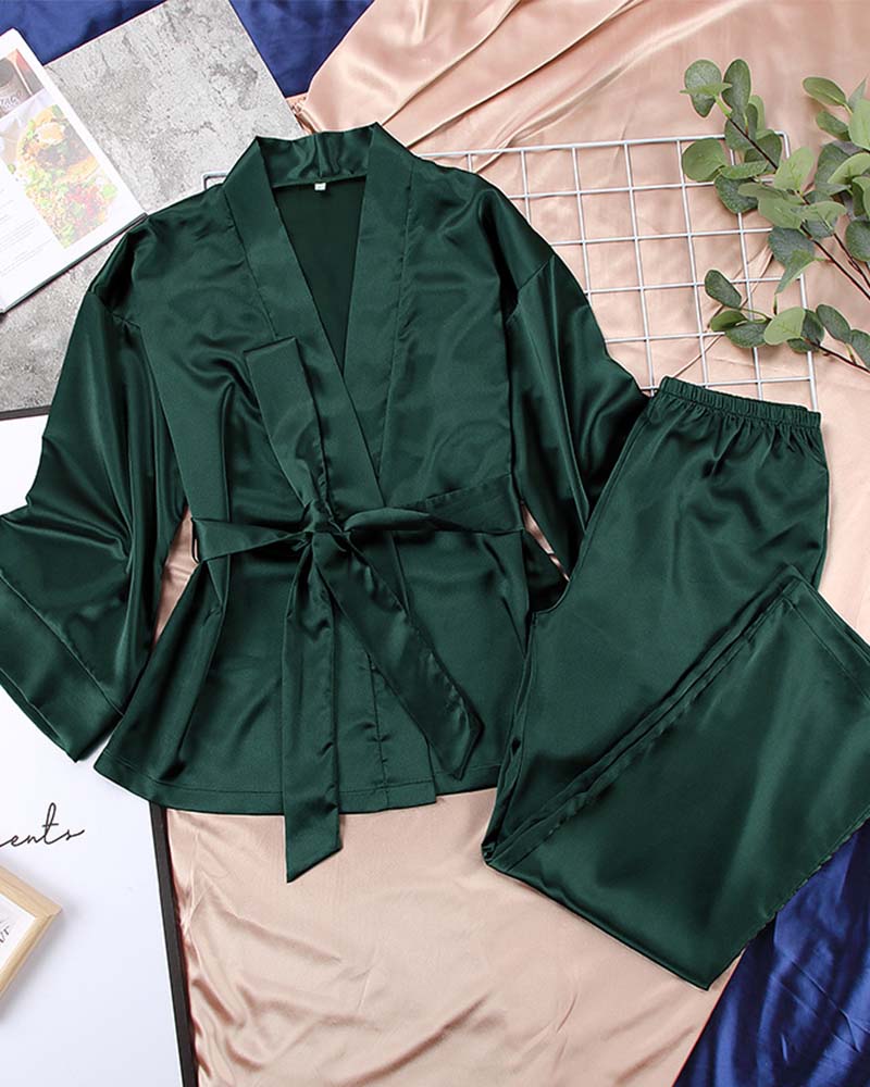 Satin Tinted Shirt With Lace-Up Nightgown Satin Tinted Shirt With Lace-Up Nightgown