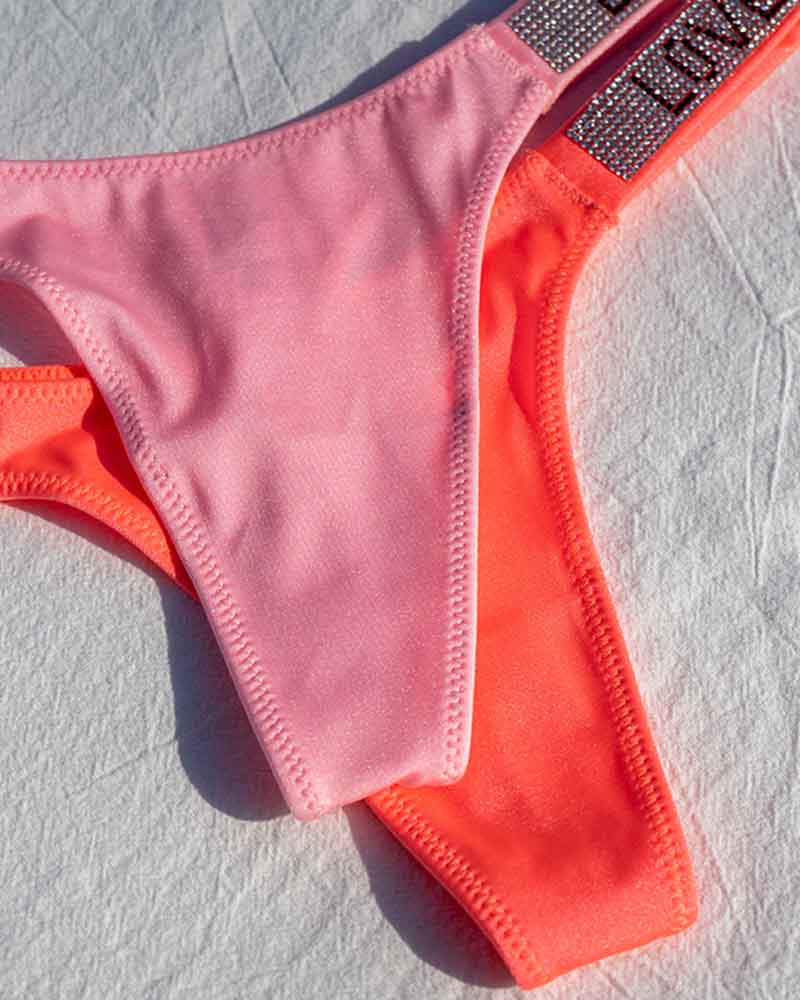 Sexy Low-Waisted Rhinestone Thong In Fine Shiny Fabrics Sexy Low-Waisted Rhinestone Thong In Fine Shiny Fabrics