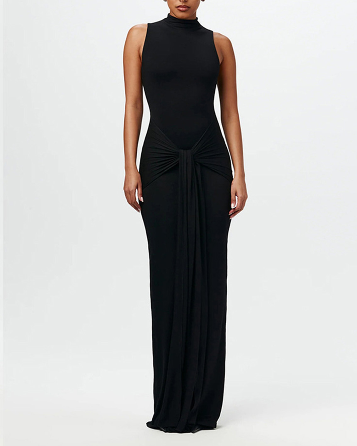 Fashion Solid Color Round Neck Sleeveless Strappy Slim Hip Dress Fashion Solid Color Round Neck Sleeveless Strappy Slim Hip Dress