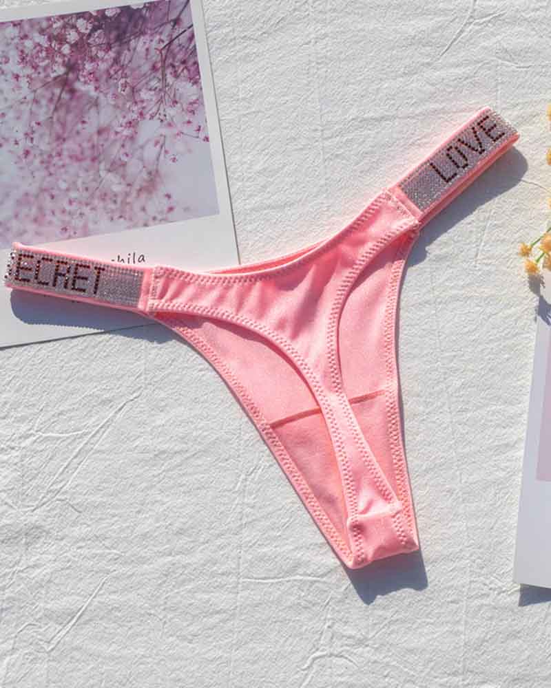 Sexy Low-Waisted Rhinestone Thong In Fine Shiny Fabrics Sexy Low-Waisted Rhinestone Thong In Fine Shiny Fabrics