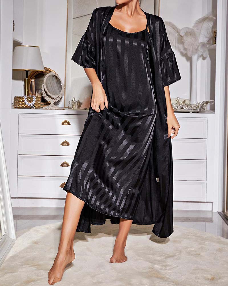 Long Sleeve Superior Ice Silk Robe Long Sleeve Superior Ice Silk Robe