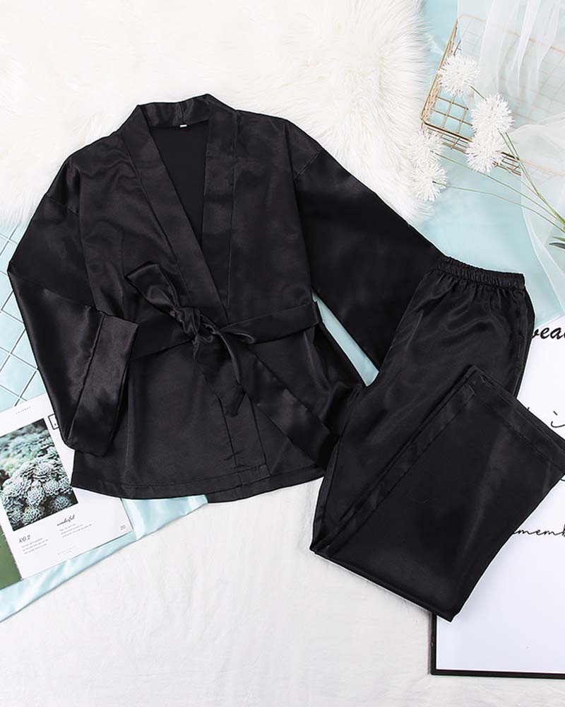 Satin Tinted Shirt With Lace-Up Nightgown Satin Tinted Shirt With Lace-Up Nightgown