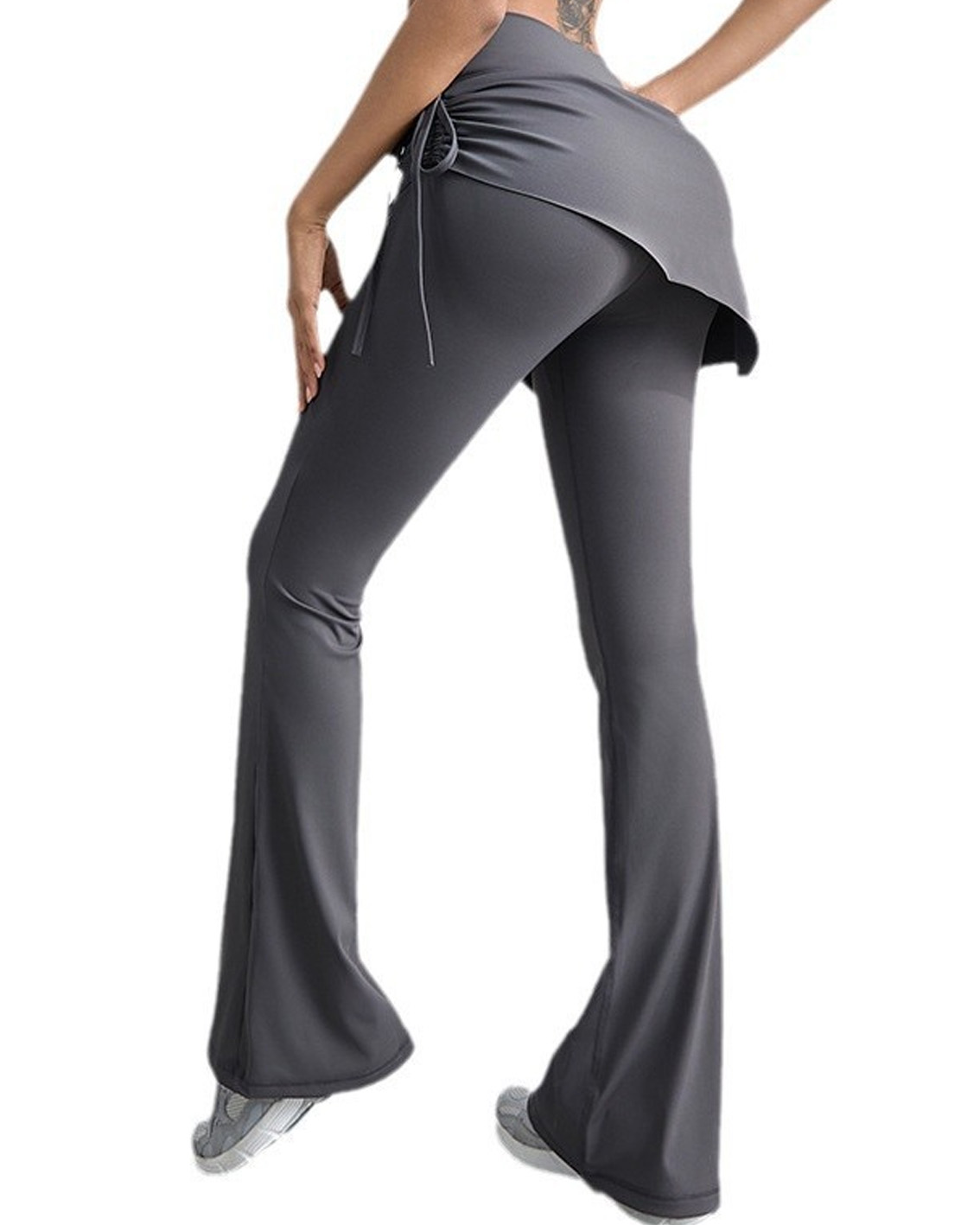 Fake Two-Piece Flared Side Drawstring Yoga Pants Fake Two-Piece Flared Side Drawstring Yoga Pants