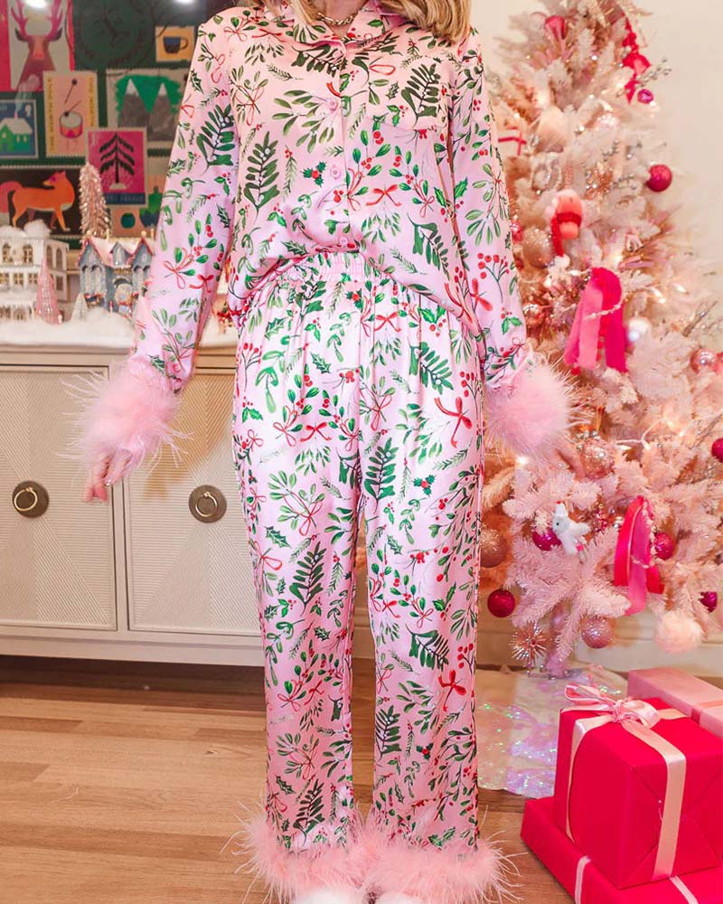 Satin Printed Long-Sleeved Suit Satin Printed Long-Sleeved Suit