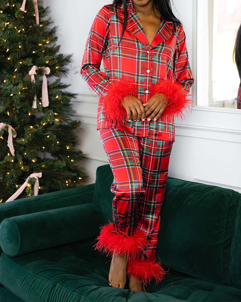 Satin Printed Long-Sleeved Suit Satin Printed Long-Sleeved Suit