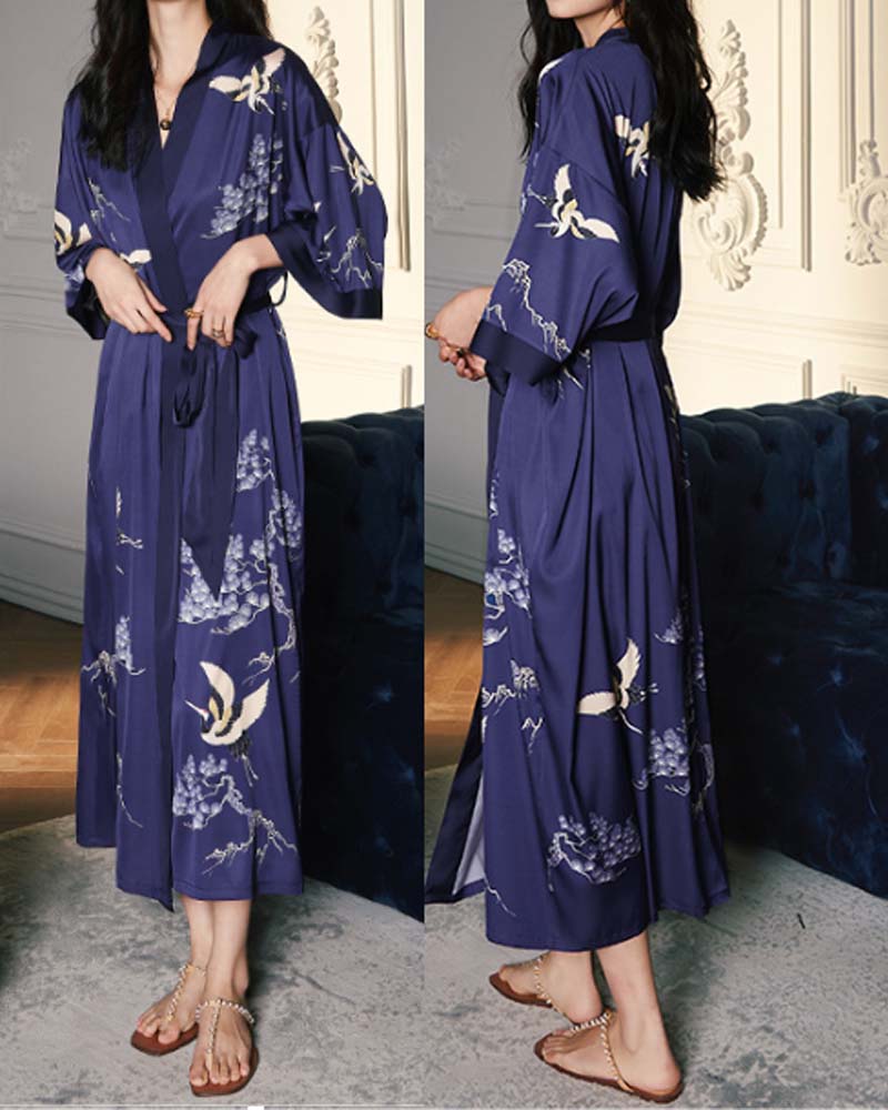 Light Luxury Satin Satin Pajamas With Three-Quarter Sleeves Light Luxury Satin Satin Pajamas With Three-Quarter Sleeves