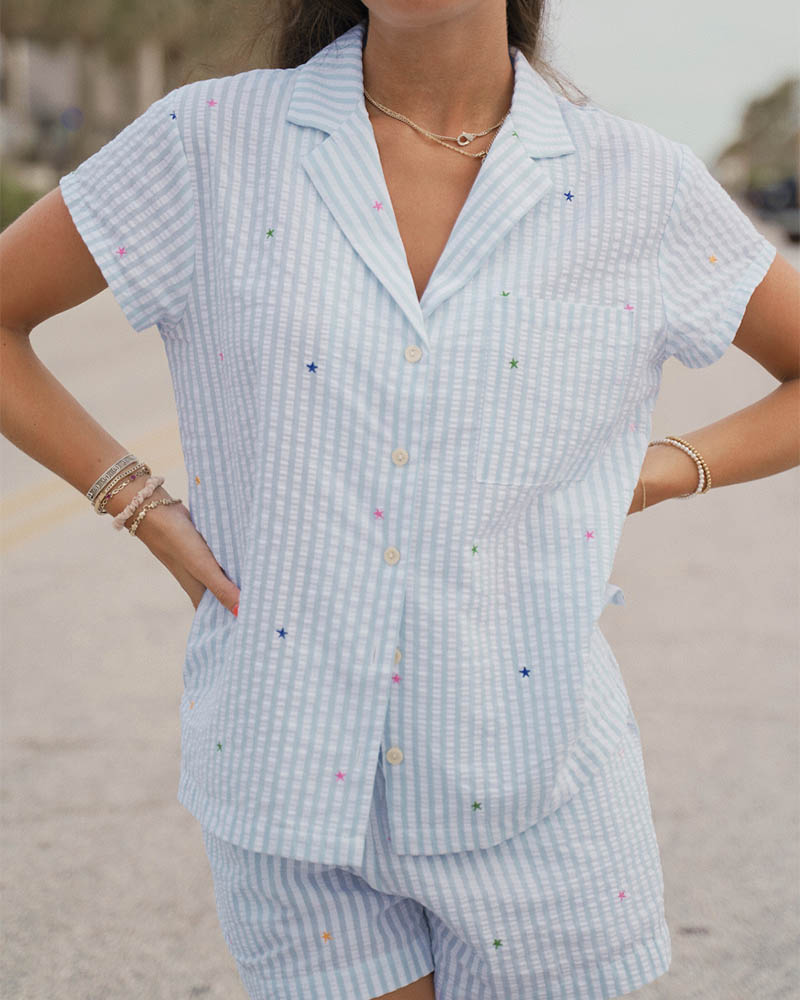 Love Striped Short Pajama Set Love Striped Short Pajama Set