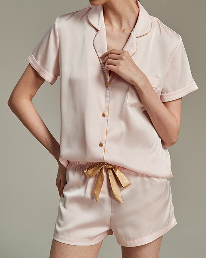 Ice Silk Pajamas Short Sleeve Set Ice Silk Pajamas Short Sleeve Set