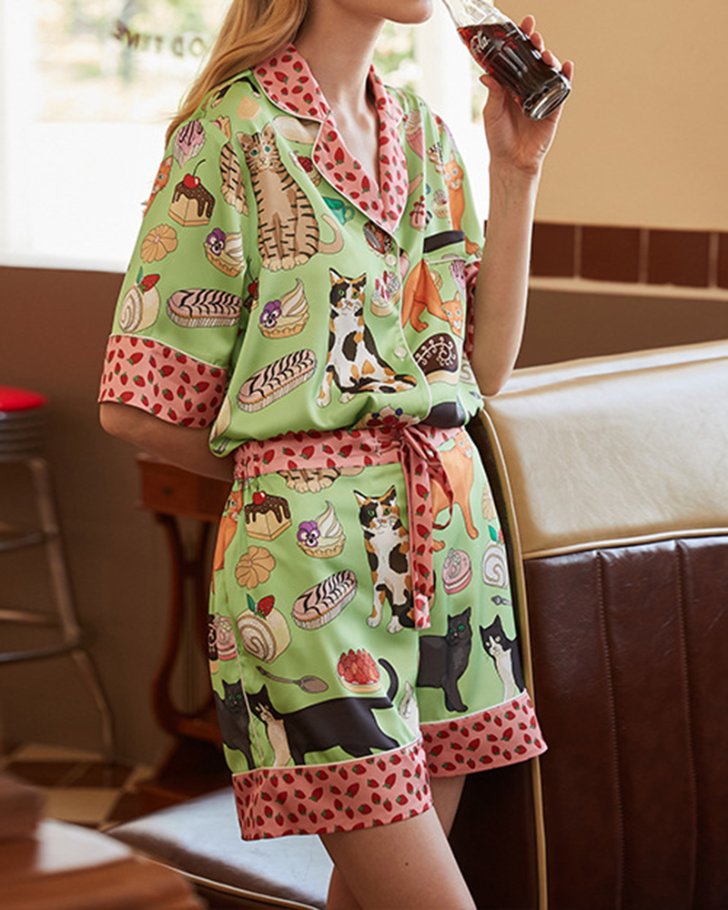 Animal Print Ice Silk Pajama Set Animal Print Ice Silk Pajama Set