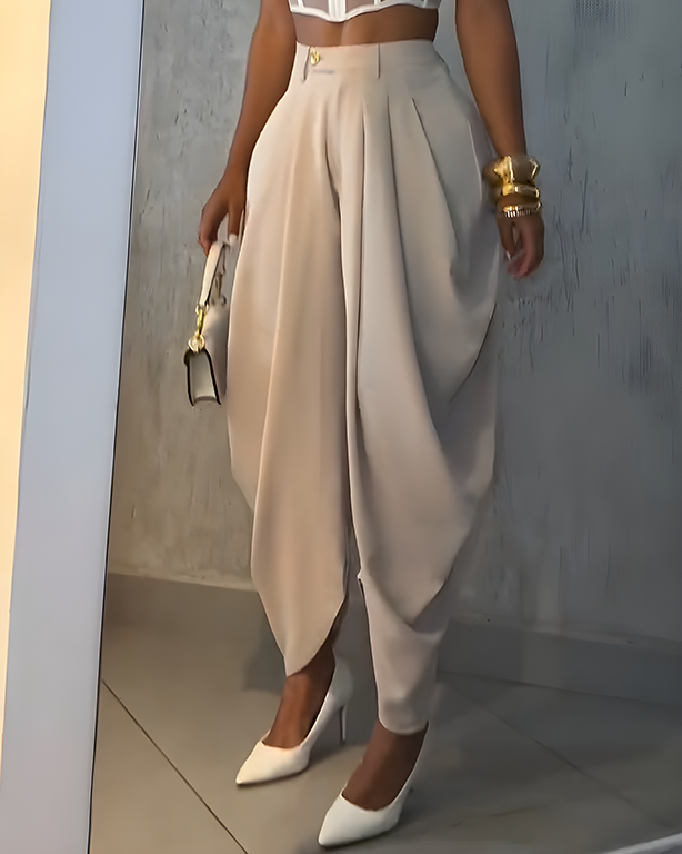 High Waist Loose Ruched Irregular Casual Pants（ Pre-Sale）