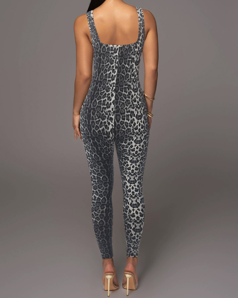 Printed Sleeveless Vest Jumpsuit Printed Sleeveless Vest Jumpsuit