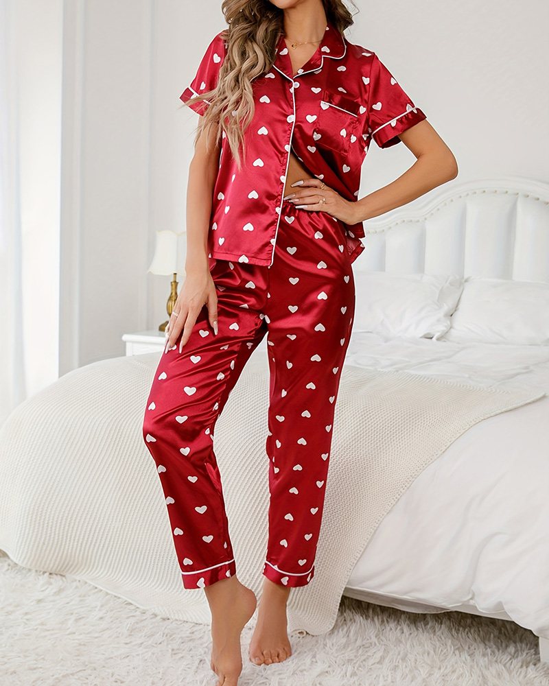 Love Print Short Sleeve Suit Love Print Short Sleeve Suit