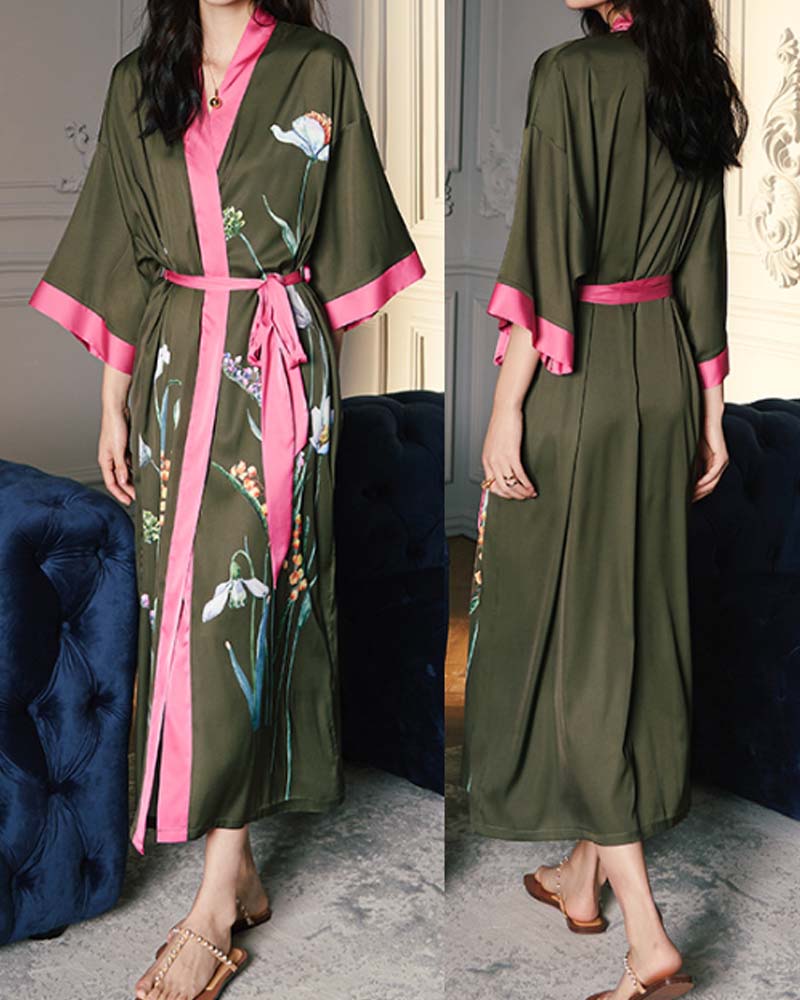 Light Luxury Satin Satin Pajamas With Three-Quarter Sleeves Light Luxury Satin Satin Pajamas With Three-Quarter Sleeves