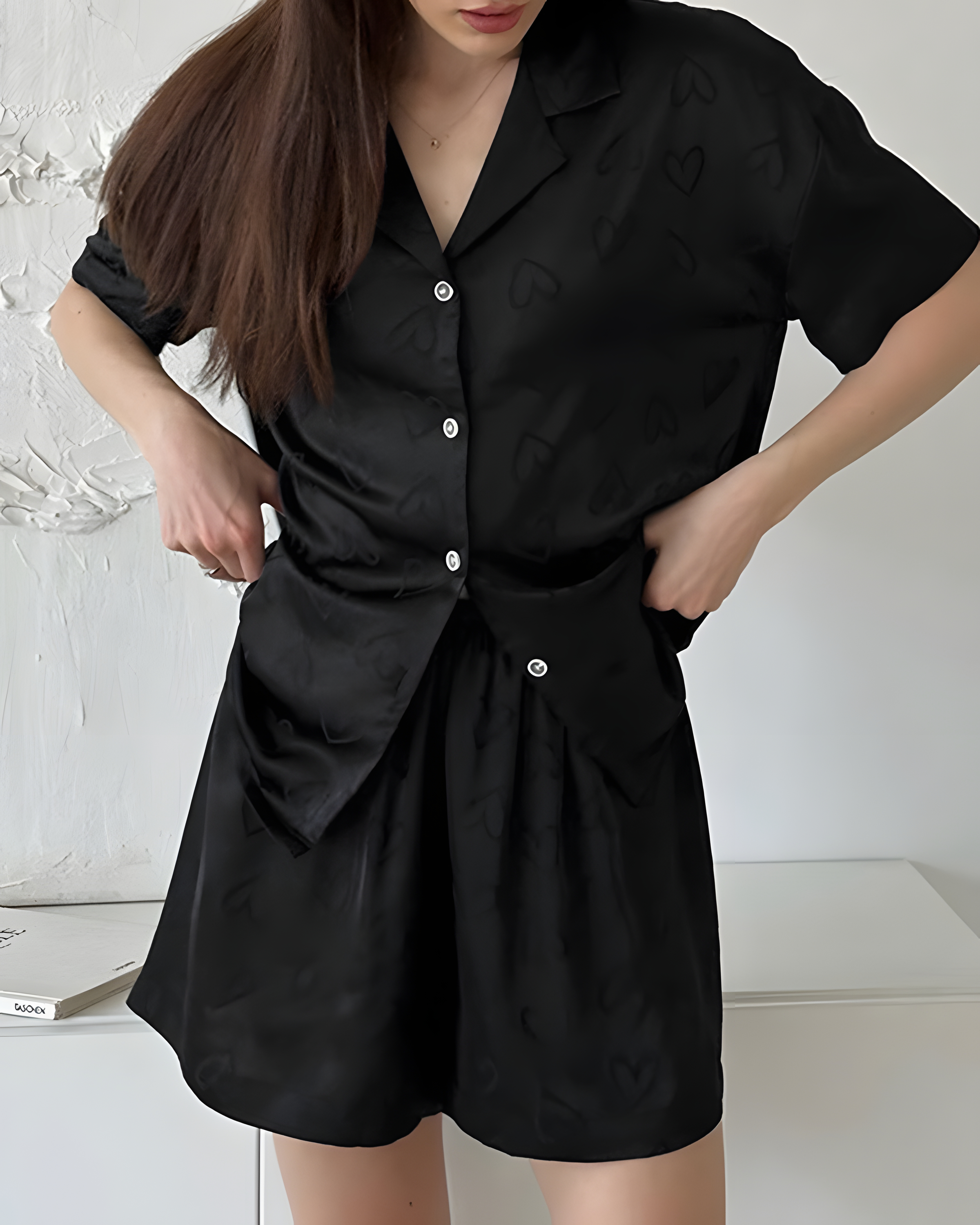 Fashion Style Jacquard Short-Sleeved Pajama Set Fashion Style Jacquard Short-Sleeved Pajama Set