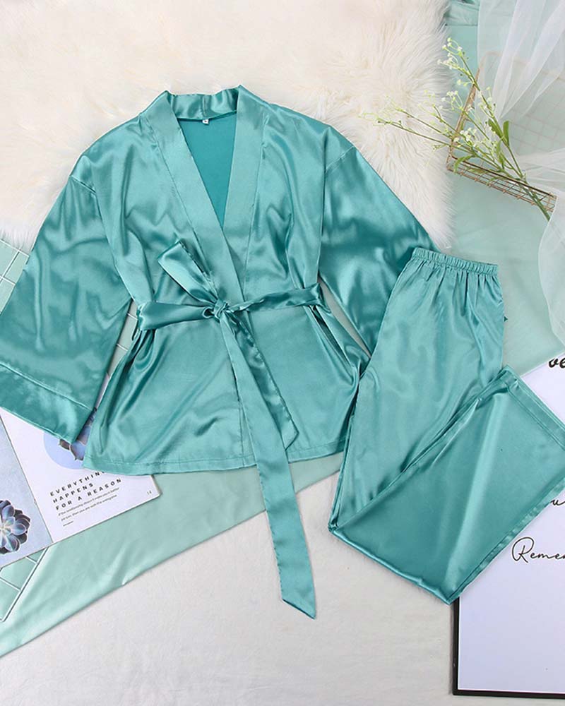 Satin Tinted Shirt With Lace-Up Nightgown Satin Tinted Shirt With Lace-Up Nightgown