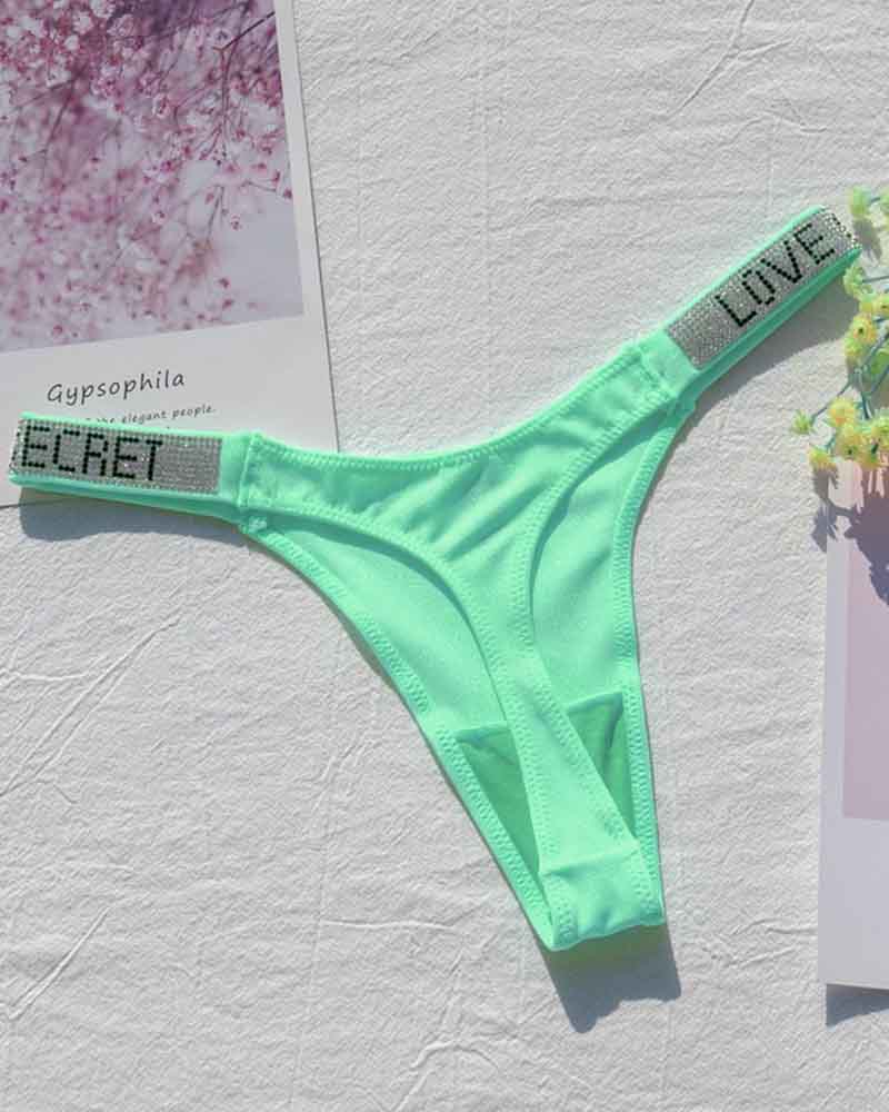 Sexy Low-Waisted Rhinestone Thong In Fine Shiny Fabrics Sexy Low-Waisted Rhinestone Thong In Fine Shiny Fabrics