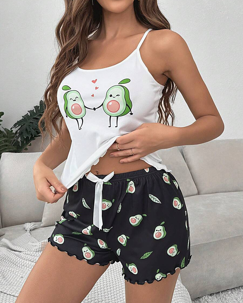 Suspender Printed Pajama Set Suspender Printed Pajama Set