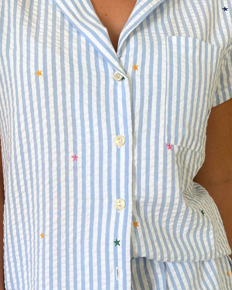 Love Striped Short Pajama Set Love Striped Short Pajama Set